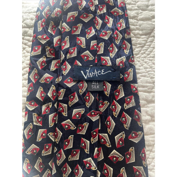 Vintage‎ Classic Vivace Geometric Men 100% Silk Tie Blue With Multicolors  58” - Picture 3 of 4